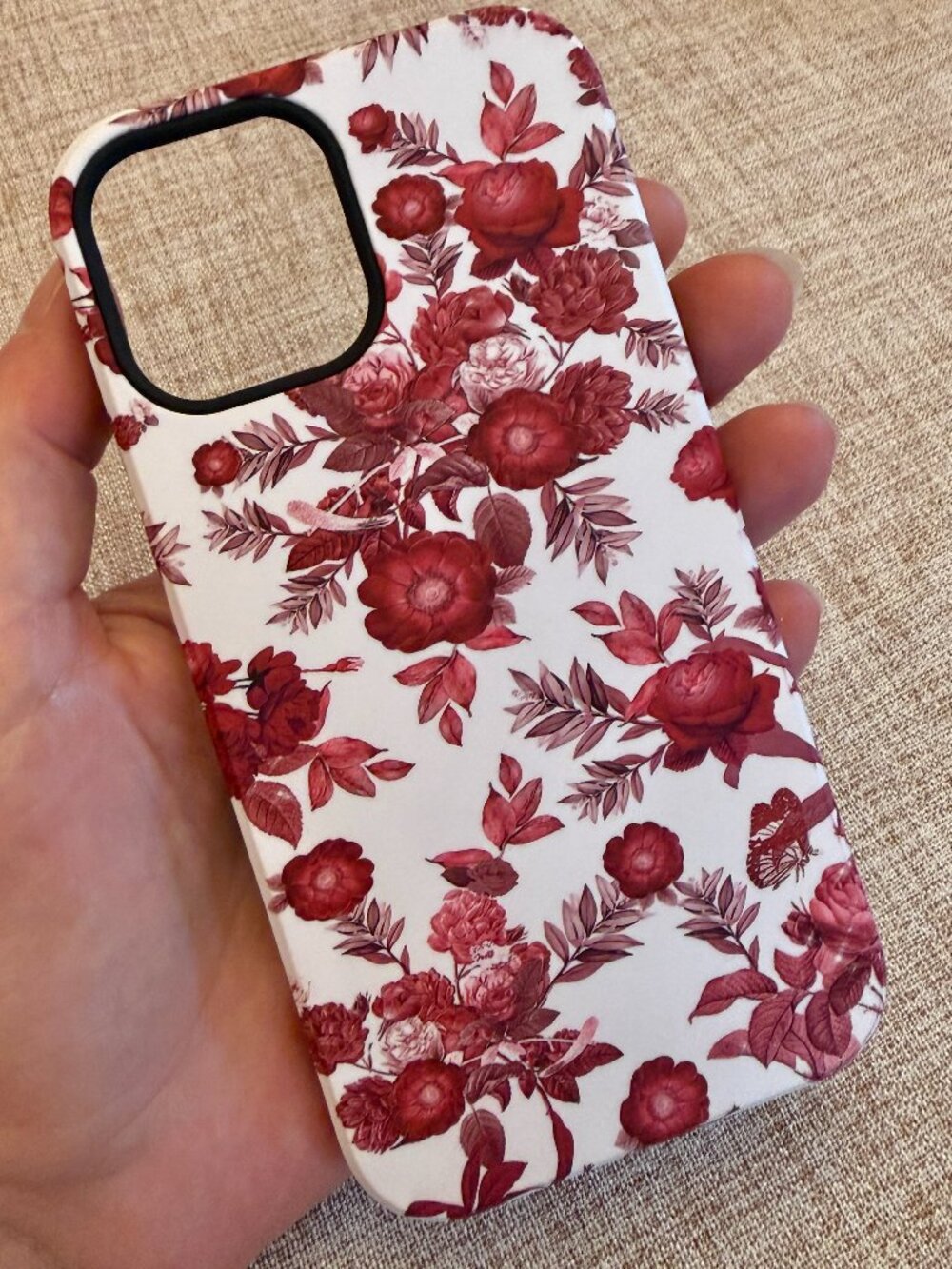 iPhone 12 or 12 Pro Case - GlamCase Red Floral